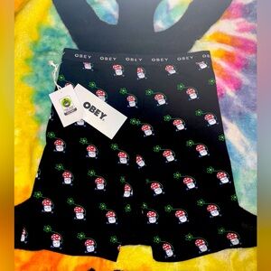 Obey Black Shorts with Mushroom Print